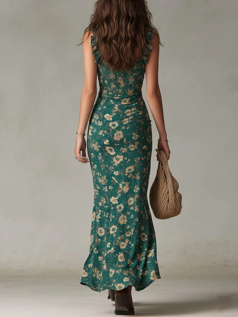 Green Floral Maxi Dress