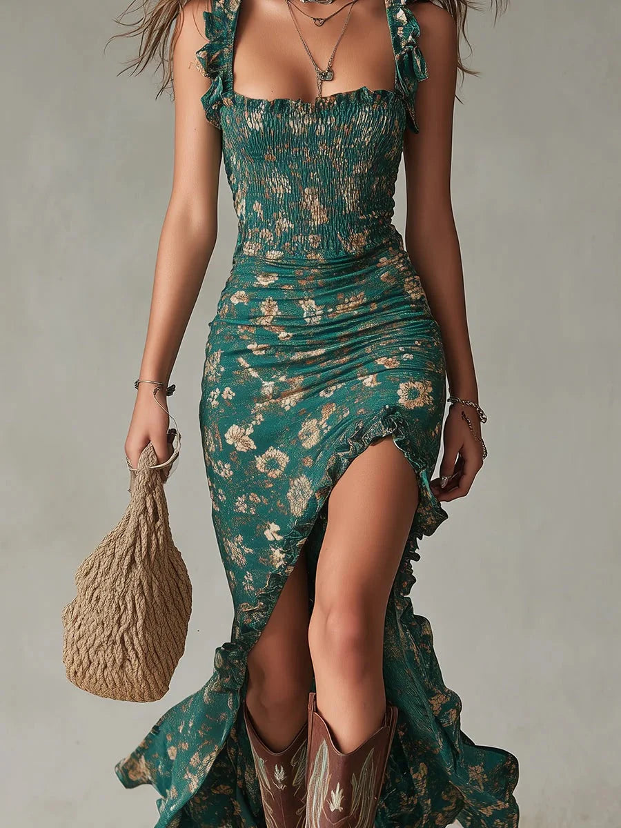 Green Floral Maxi Dress