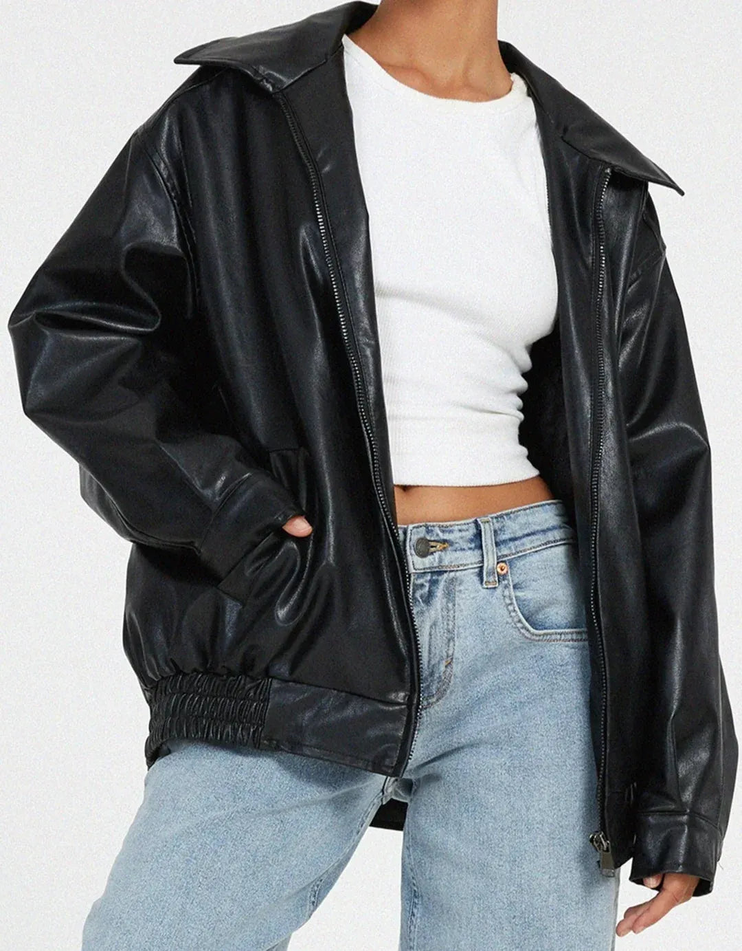 Oversized Faux Leather Jacket