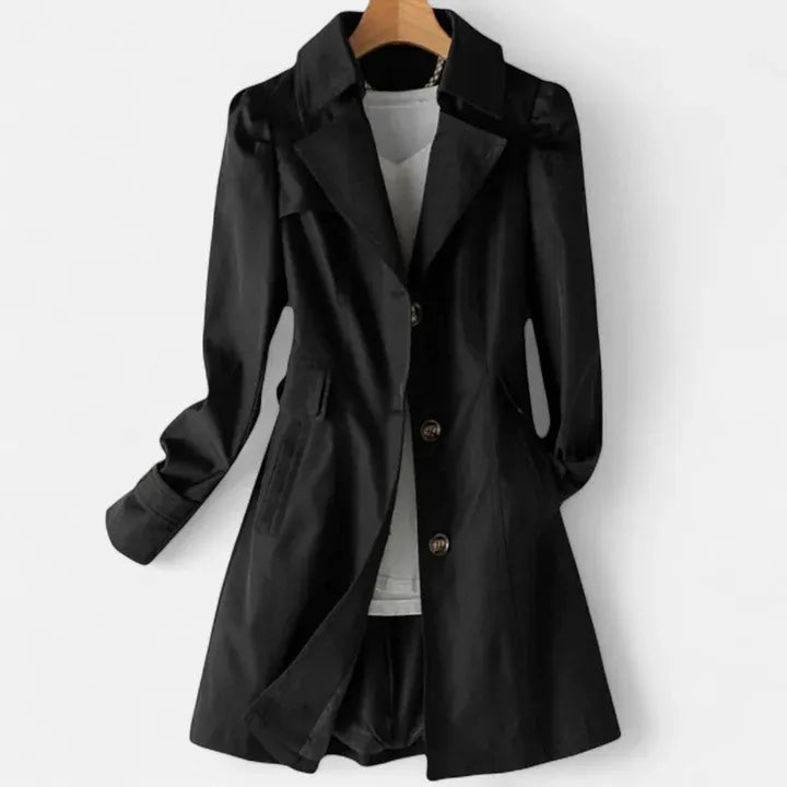 Single-Breasted Long Trench Coat