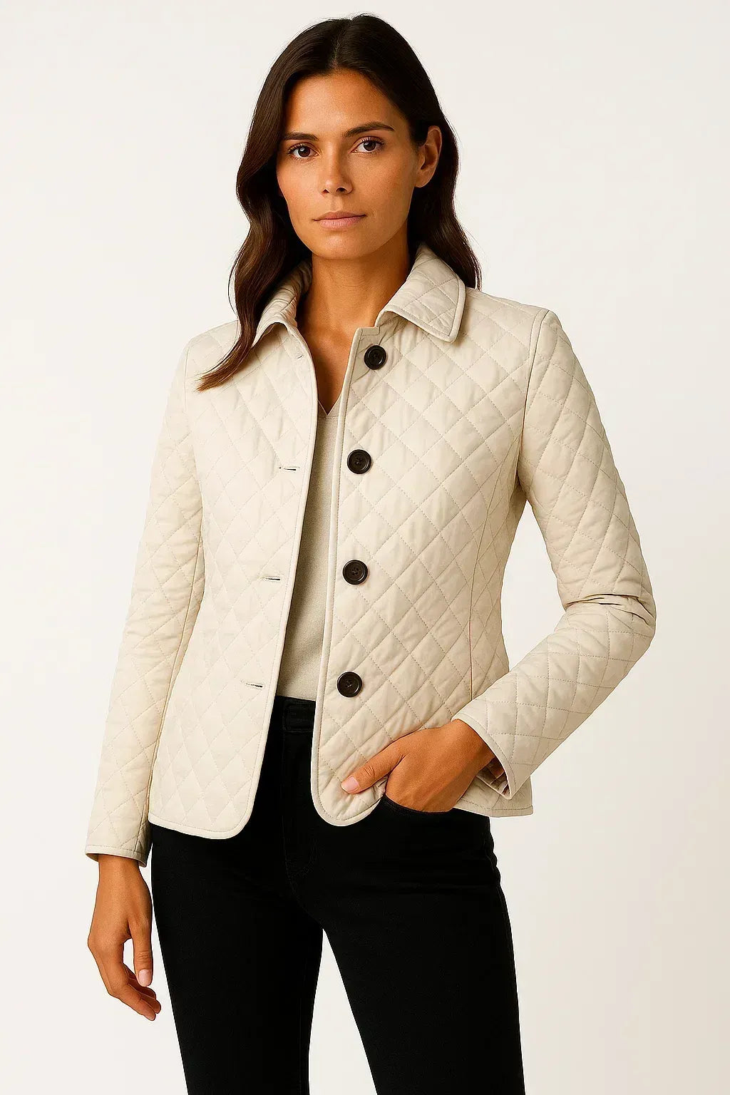 Fitted Diamond Quilted Jacket