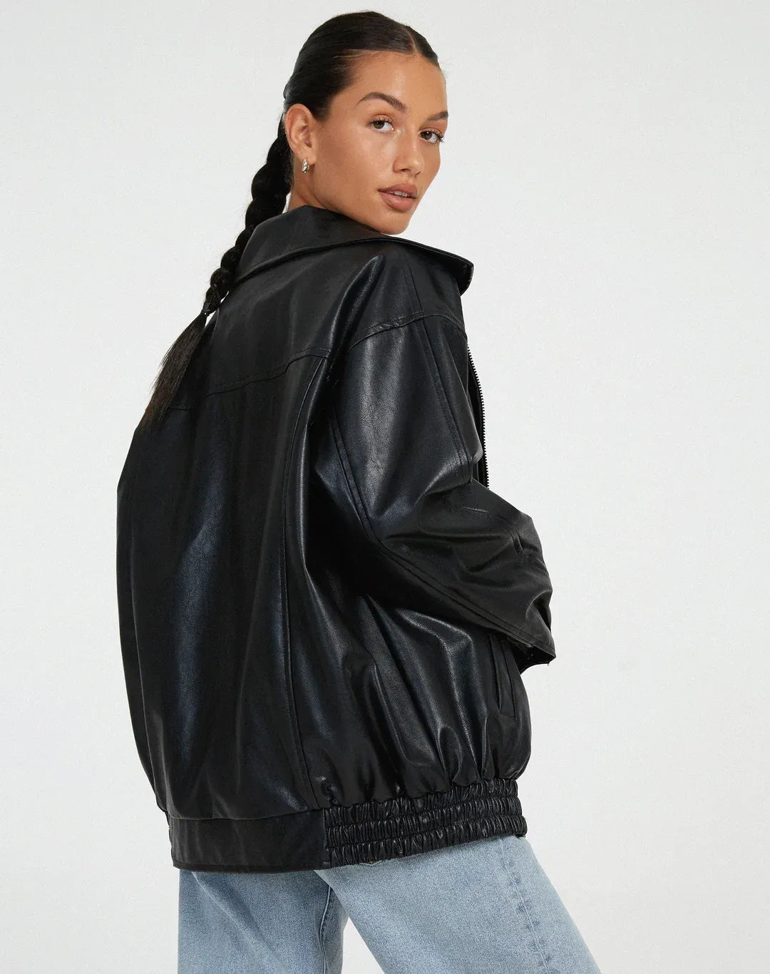 Oversized Faux Leather Jacket