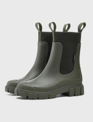 Waterproof Chunky Chelsea Boots – Green