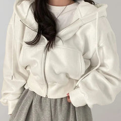 Hooded Zip Sweatshirt – White