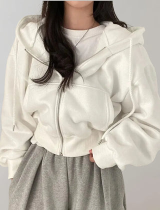Hooded Zip Sweatshirt – White