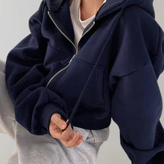 Hooded Zip Sweatshirt – Navy