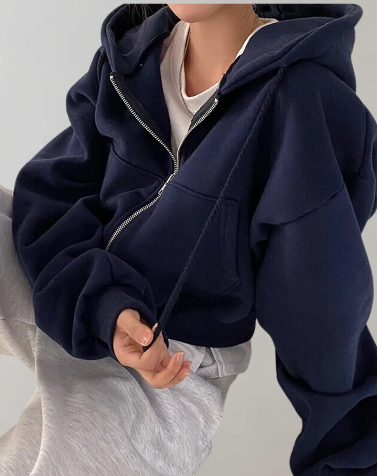 Hooded Zip Sweatshirt – Navy