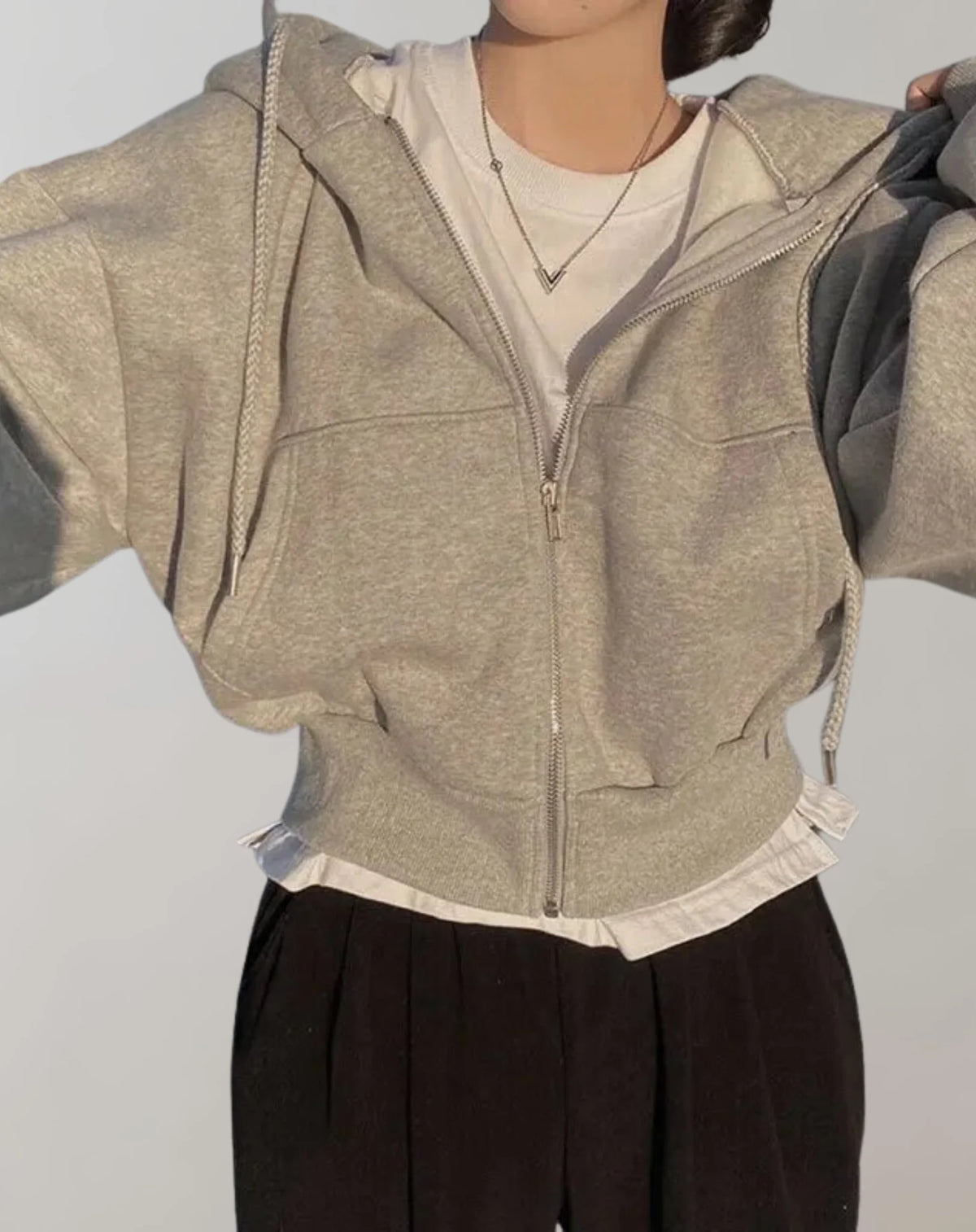 Hooded Zip Sweatshirt – Grey
