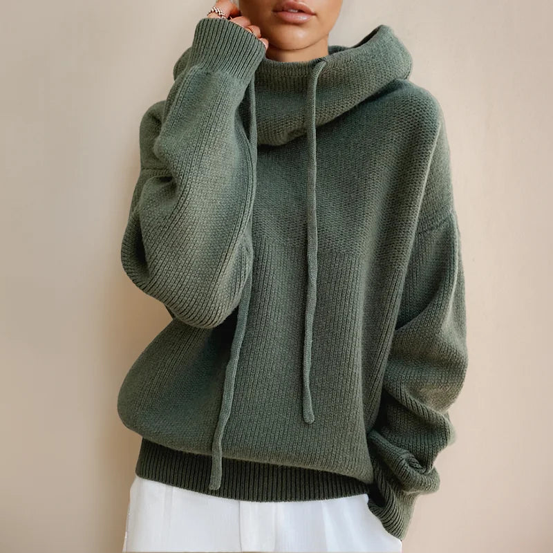Oversized Knit Hoodie Jumper – Green