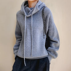 Oversized Knit Hoodie Jumper – Blue