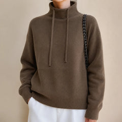 Oversized Knit Hoodie Jumper – Brown
