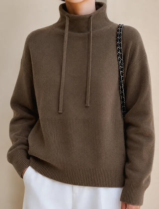 Oversized Knit Hoodie Jumper – Brown