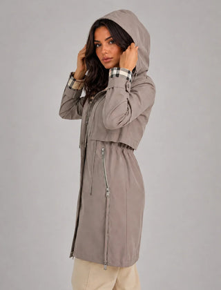 Hooded Longline Parka Coat – Beige