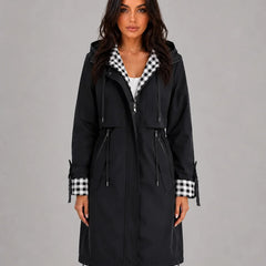 Hooded Longline Parka Coat – Black