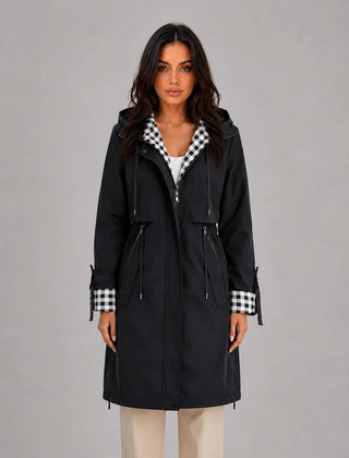 Hooded Longline Parka Coat – Black