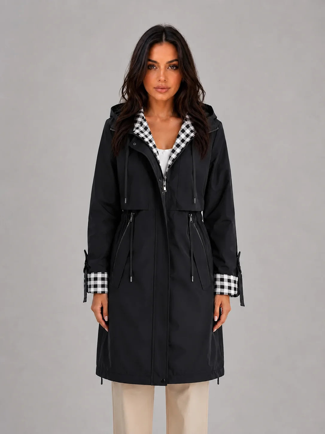 Hooded Longline Parka Coat – Black