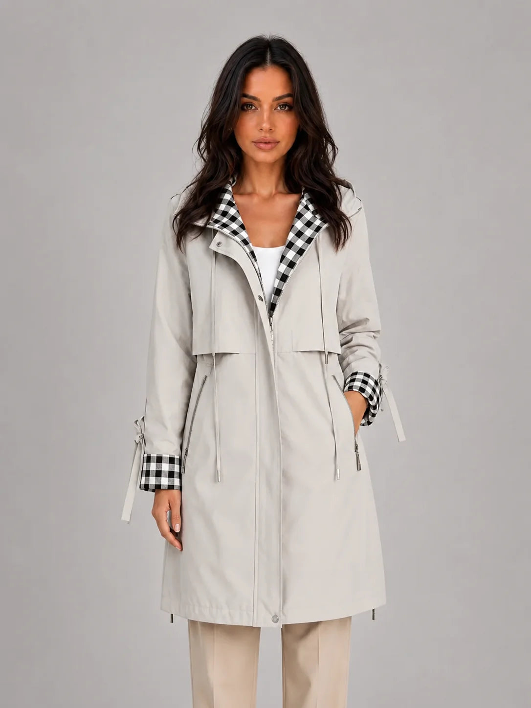 Hooded Longline Parka Coat – Cream