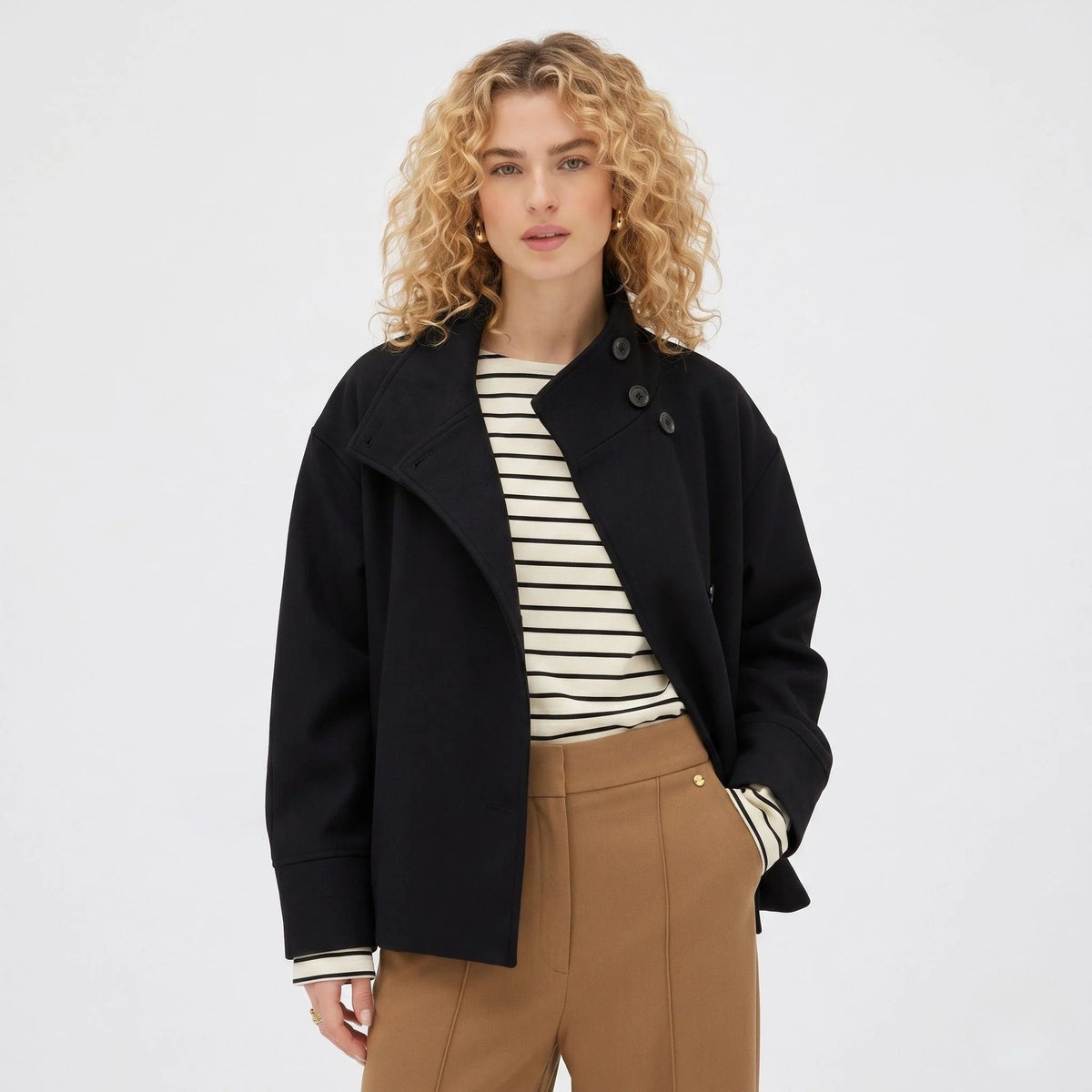 Funnel Neck Cropped Jacket