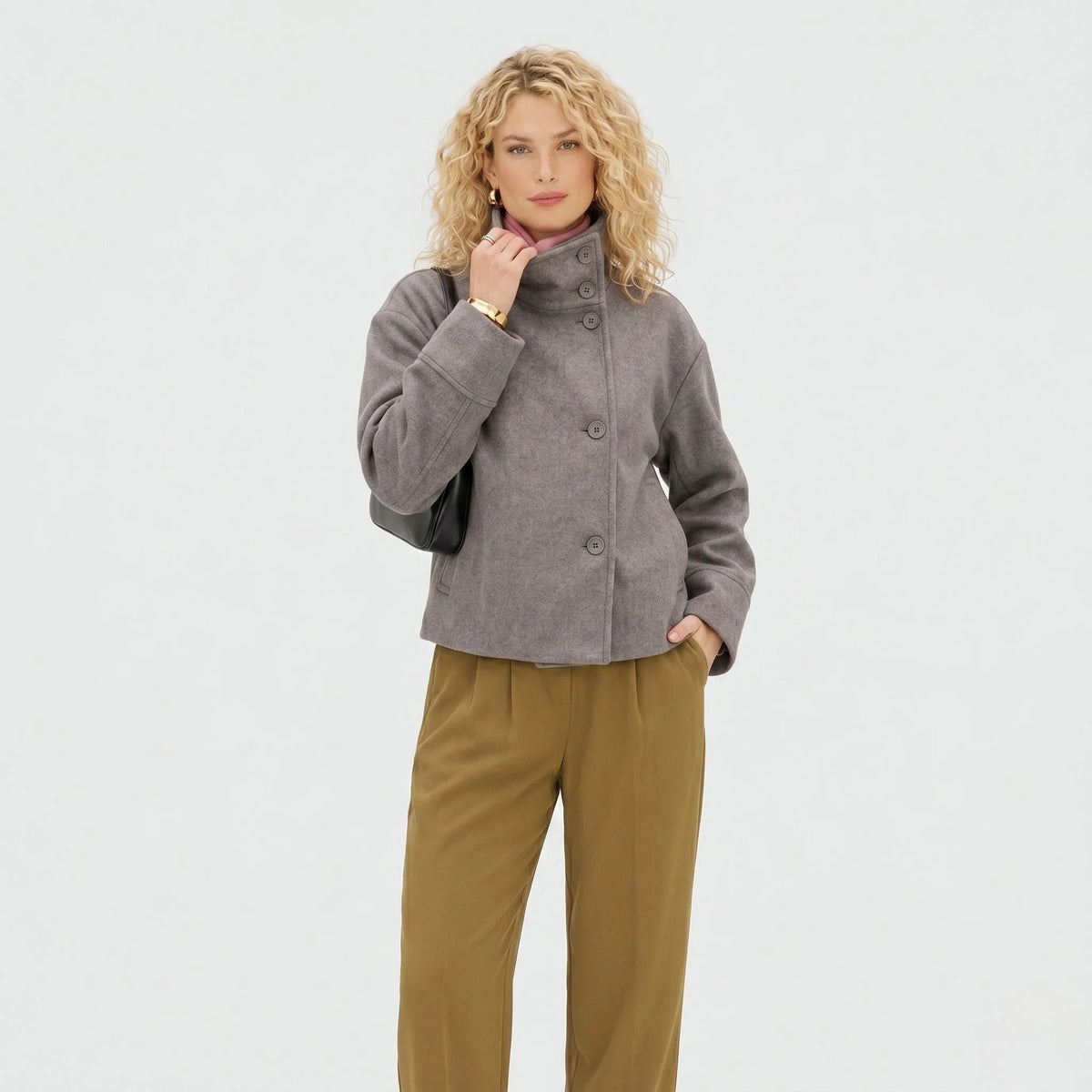 Funnel Neck Cropped Jacket