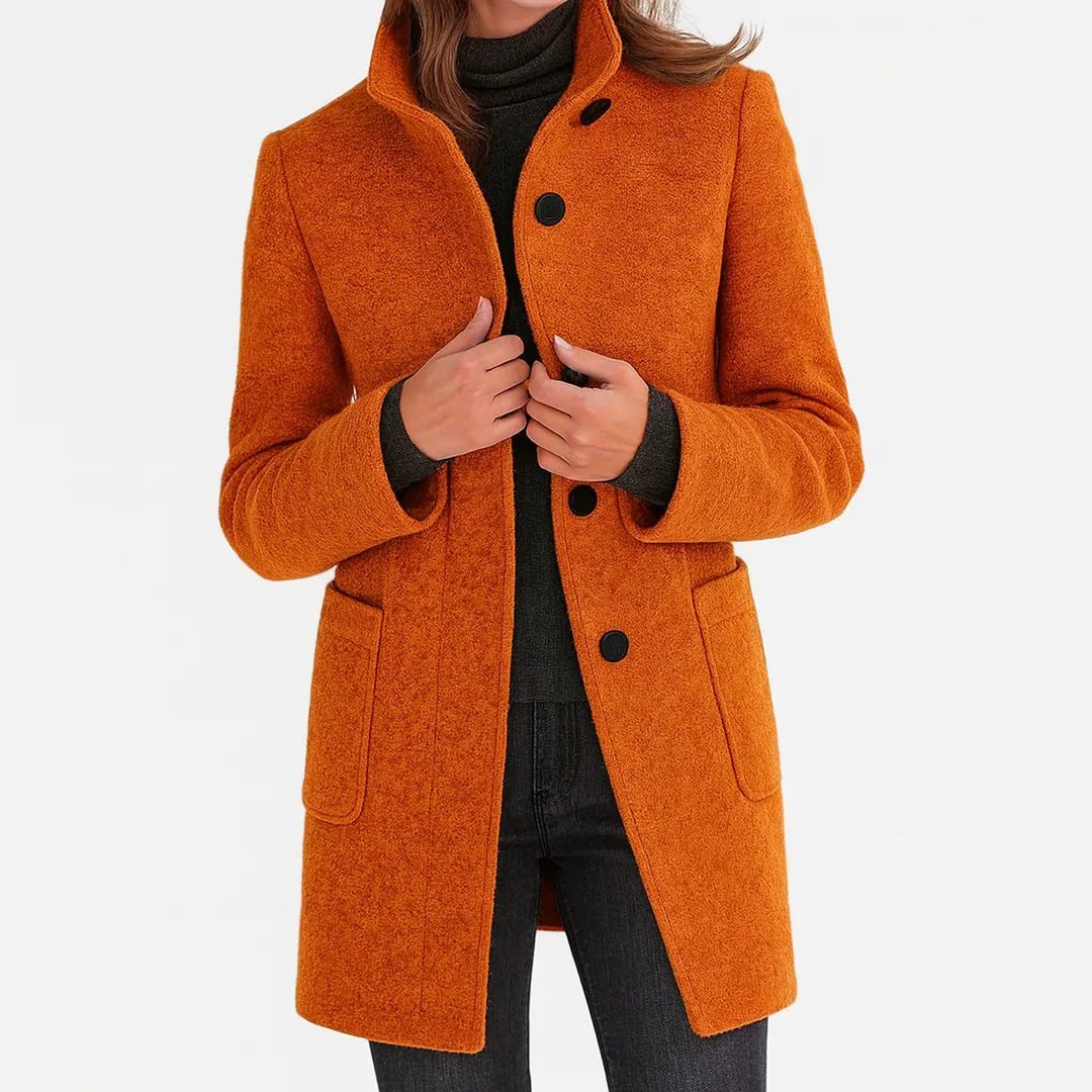 Wool Midi Coat – Orange