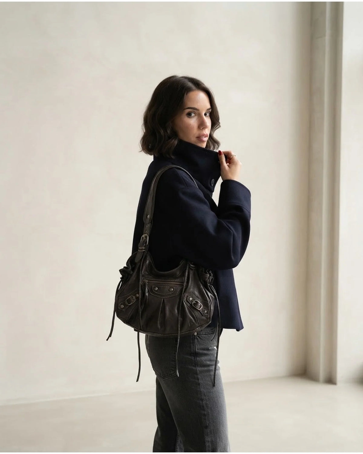 Stand Collar Wool Coat