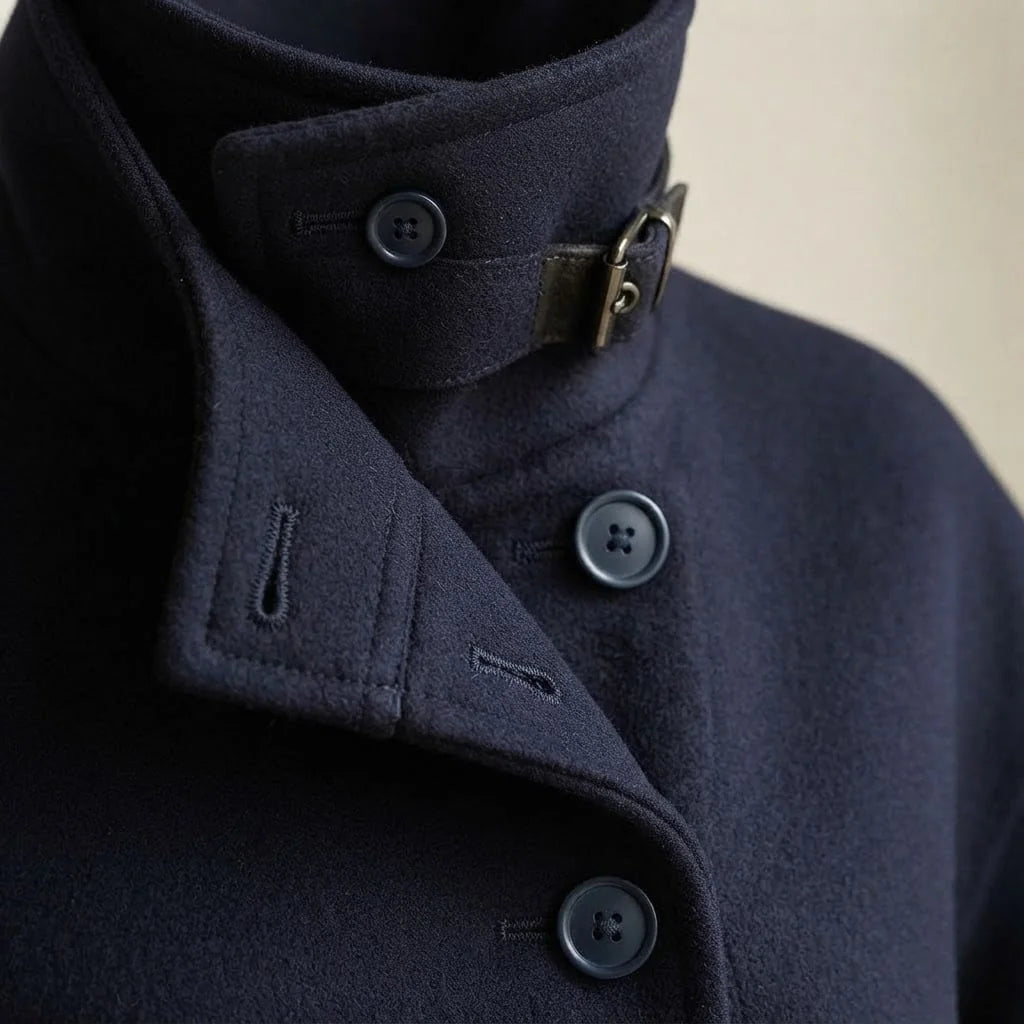 Stand Collar Wool Coat