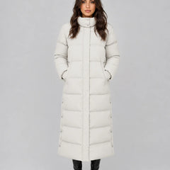 Hooded Longline Puffer Coat – Cream