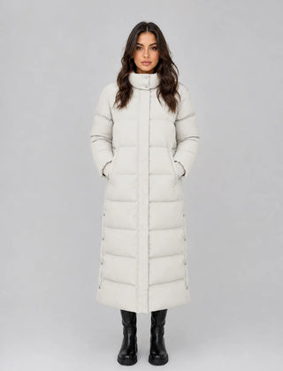 Hooded Longline Puffer Coat – Cream