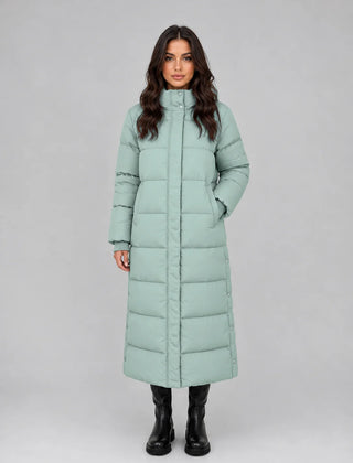 Hooded Longline Puffer Coat – Mint Green