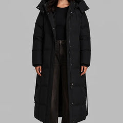 Longline Hooded Padded Coat – Black