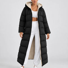 Long Hooded Puffer Coat – Black
