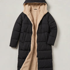 Longline Quilted Puffer Coat – Black