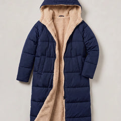 Longline Quilted Puffer Coat – Navy