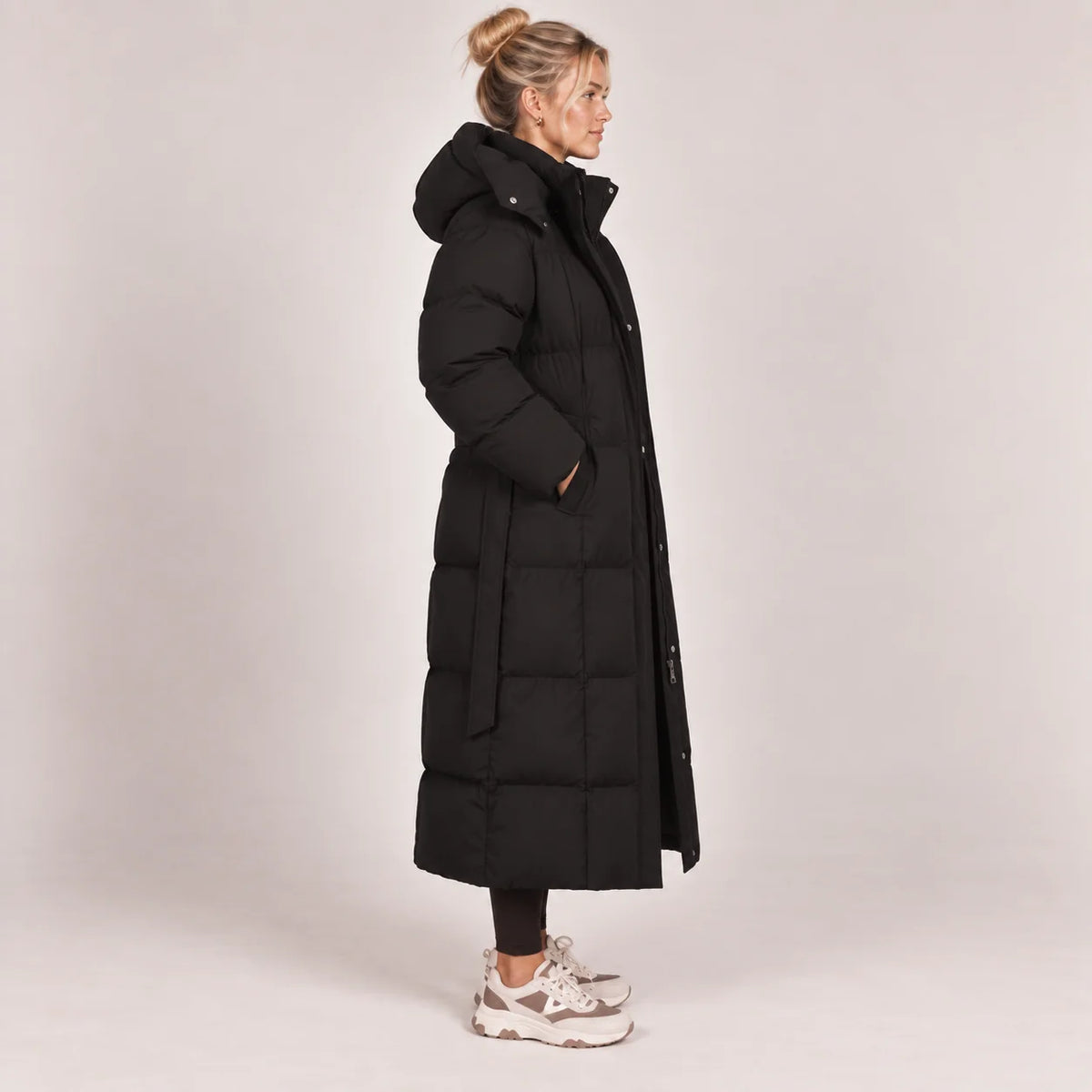 Hooded Belted Puffer Coat