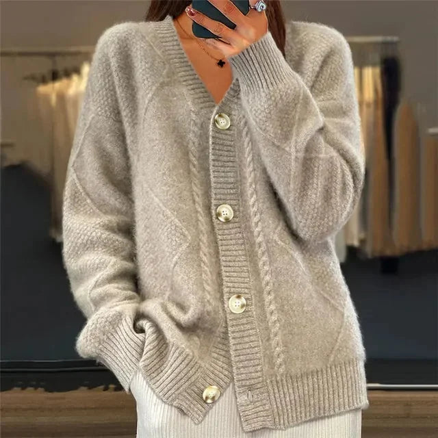 Cashmere Button Cardigan – Grey