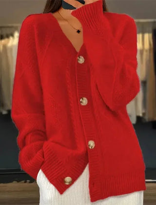 Cashmere Button Cardigan – Red