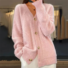 Cashmere Button Cardigan – Pink