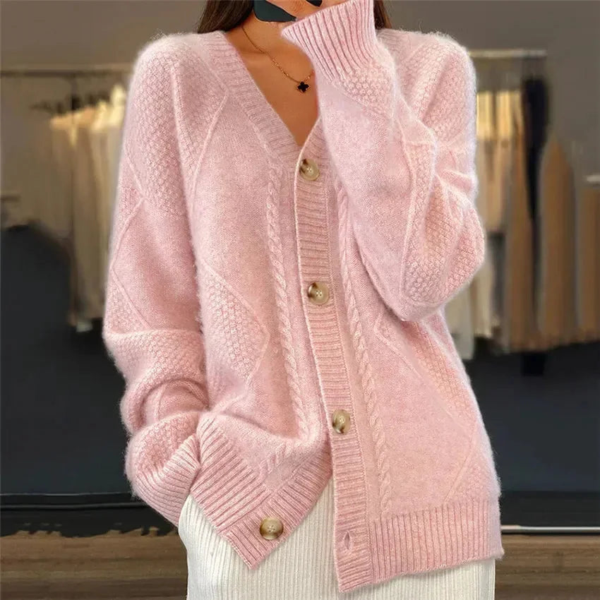 Cashmere Button Cardigan – Pink