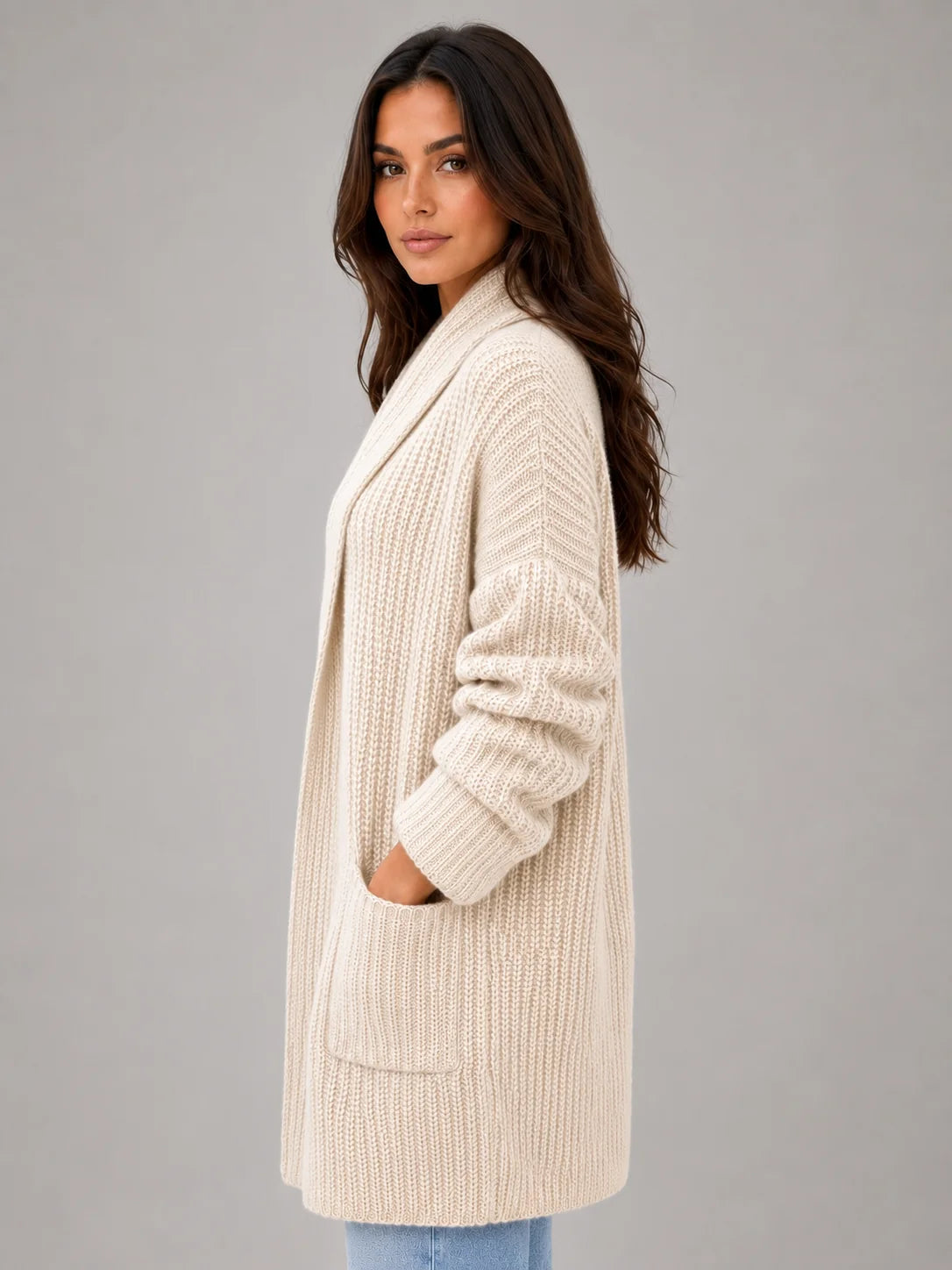 Longline Shawl Collar Cardigan