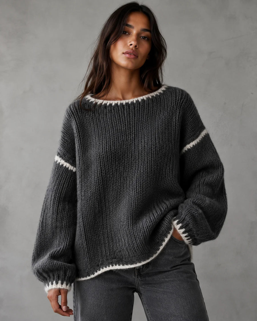 Chunky Knit Contrast Stitch Sweater