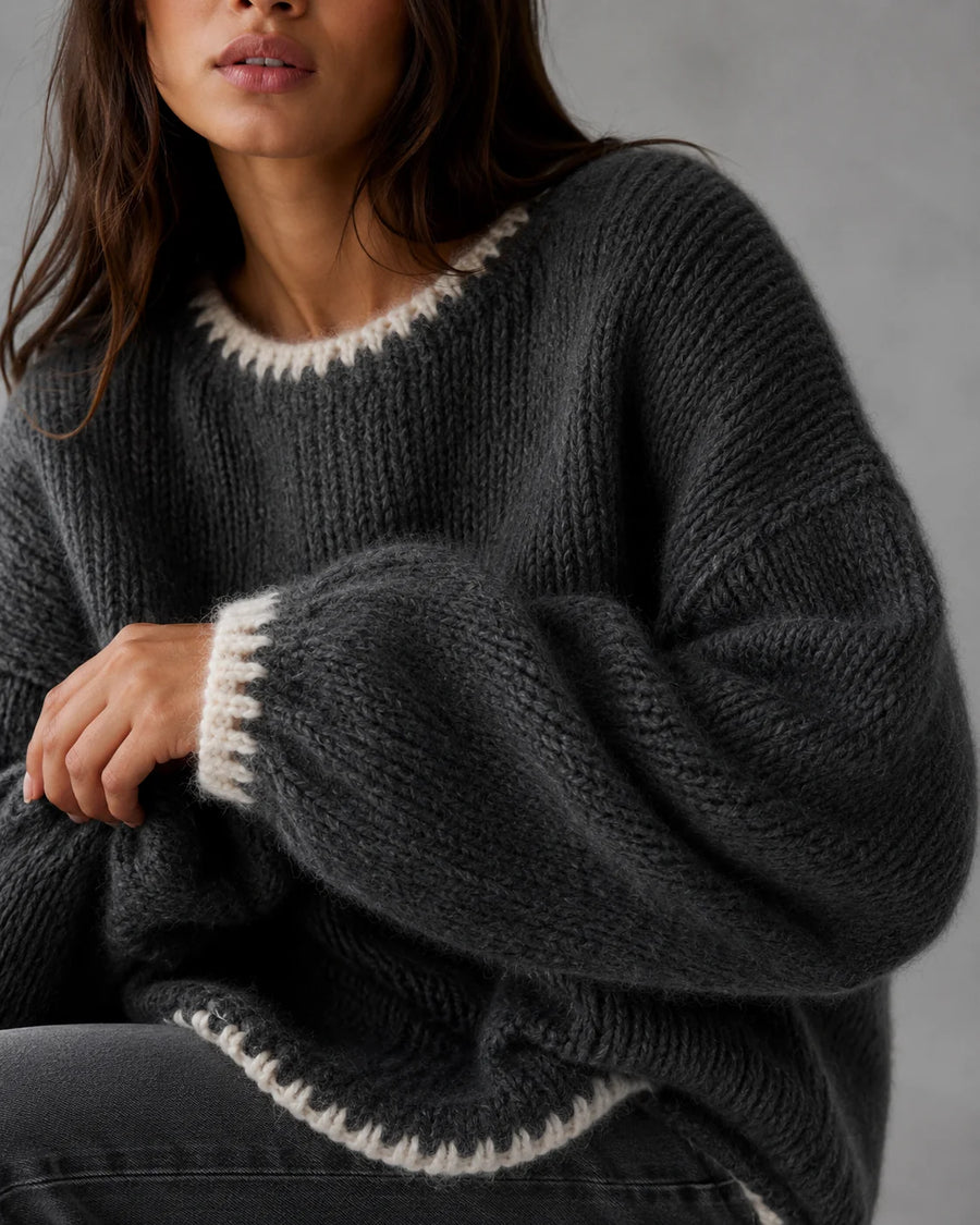 Chunky Knit Contrast Stitch Sweater