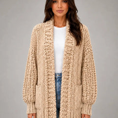 Oversized Chunky Knit Cardigan – Camel