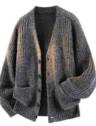 Relaxed V-Neck Cardigan – Charcoal