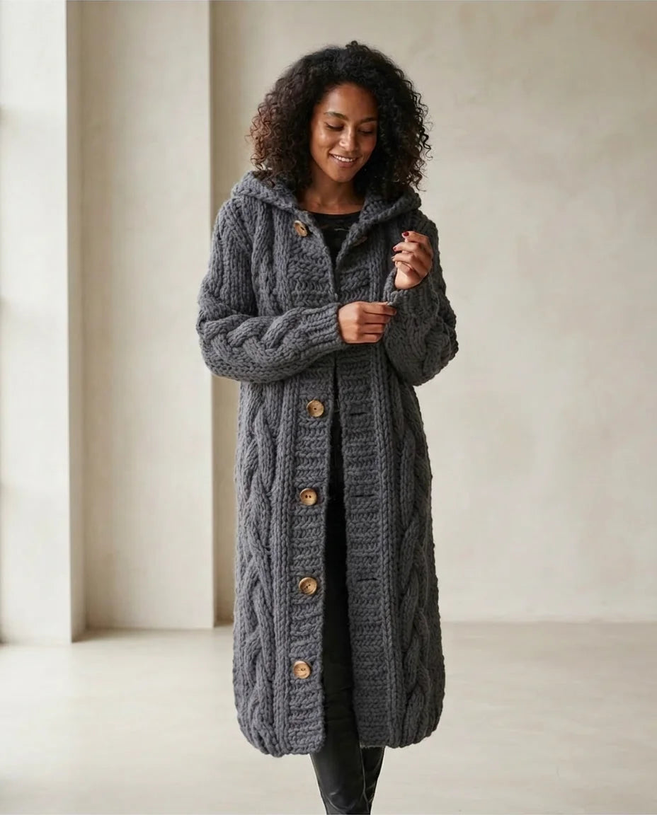 Hooded Cable Knit Cardigan