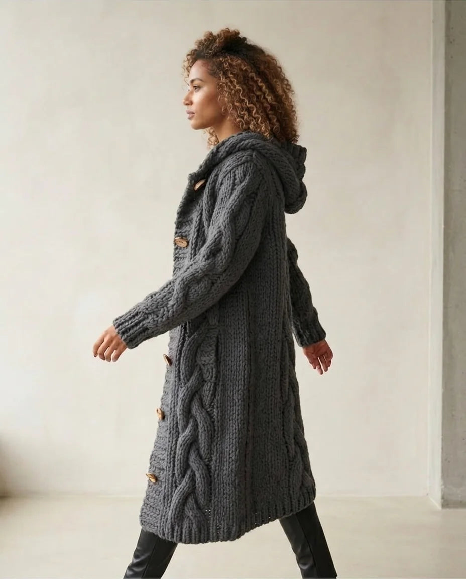 Hooded Cable Knit Cardigan