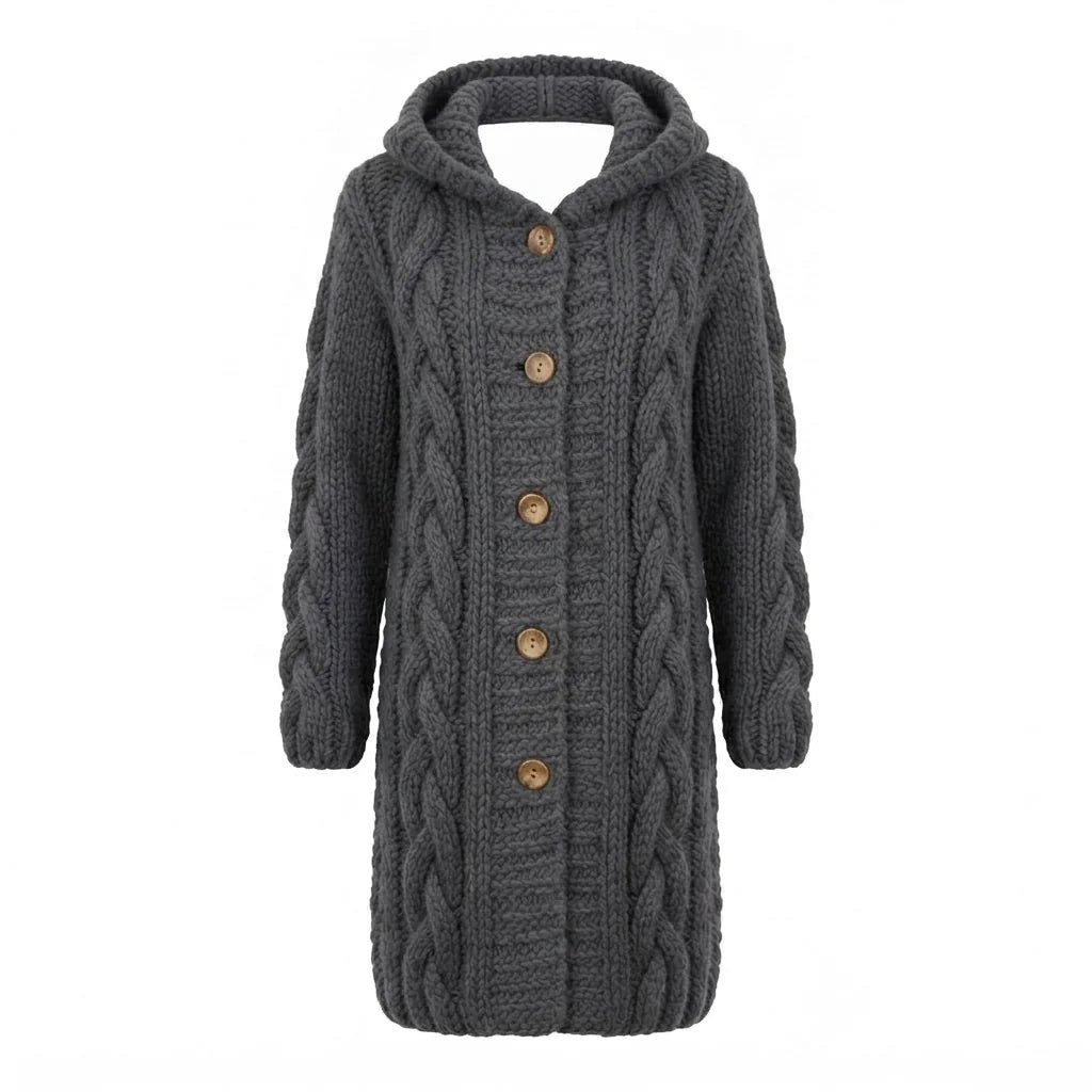 Hooded Cable Knit Cardigan