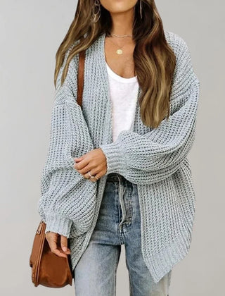 Relaxed Open-Front Cardigan – Grey