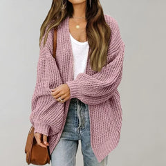 Relaxed Open-Front Cardigan – Pink