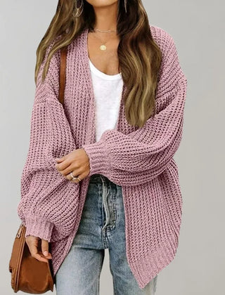 Relaxed Open-Front Cardigan – Pink