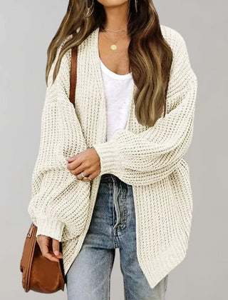 Relaxed Open-Front Cardigan – White